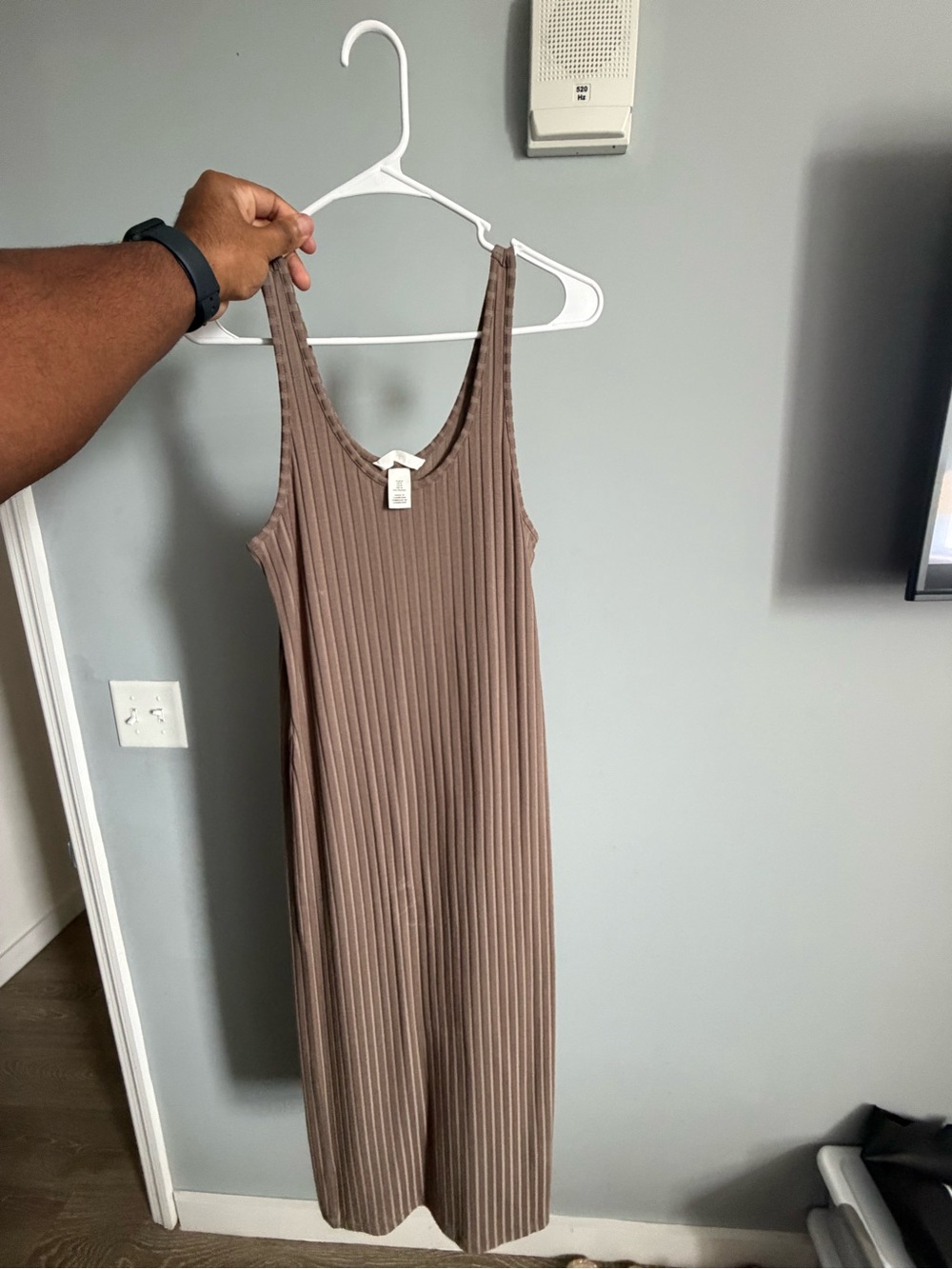 Ribbed Tank Midi Dress in Taupe
